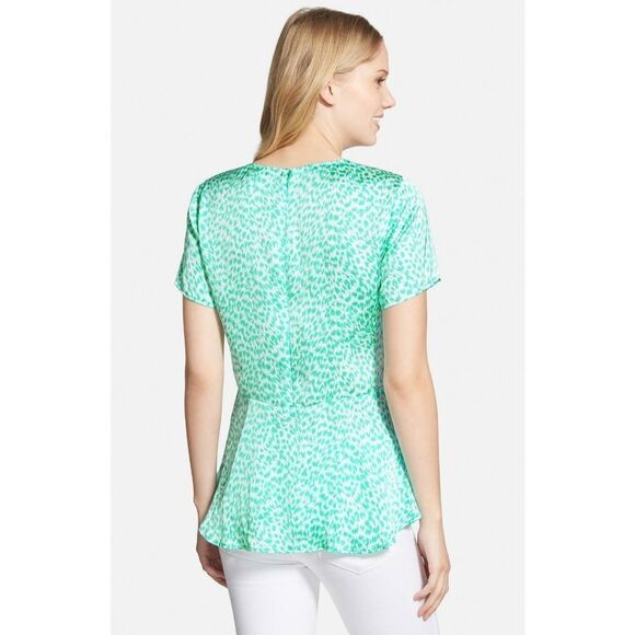 New! MICHAEL KORS Women's Leopard Print Peplum-Back Top Blouse Short Sleeve - Picture 7 of 7